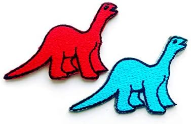 הסט של 2 זעיר. מיני ברכיוזאורוס דינוזאור אדום כחול דינוזאור