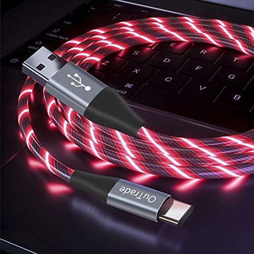 כבל USB מסוג USB מסוג C, 3A LED נדלקת כבל טעינה מהיר תואם לסמסונג גלקסי S20/S10/S9/S8, LG V40, USB-C ל- USB-A טעינה מהירה