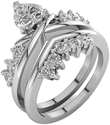 סט אירוסין זירקוניה ליידי אביזרי טבעת טבעת טבעת יצירתי אופנה טבעות שלו ושפל טבעת
