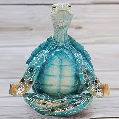 Wuquar Sea Turtle Yoga שרף פסל מדיטציה עיצוב צב פסלוני גן מלאכה לקישוטים לבית פסלי חיות ים קישוט 2