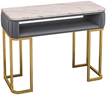 שולחן ציפורניים של מניקור Nizame עם בסיס מתכת זהב ושולחן שיש מעוצב מעשה ידי אדם מעוגל שולחן אמנות ציפורניים מעוגל לטכנולוגיית
