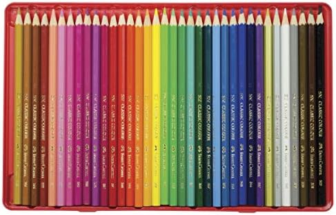 פבר - קסטל קלאסי עפרונות צבעוניים פח סט, 48 צבעים מרהיבים חסון מתכת מקרה
