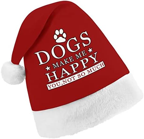 כלבים לעשות לי שמח אתה לא כל כך הרבה חג המולד כובע רך קטיפה סנטה כובע מצחיק כפה עבור חג המולד לשנה חדשה חגיגי