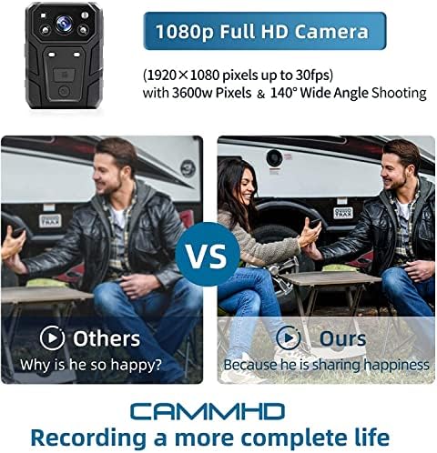 CAMMHD 1296P מצלמת גוף HD עם הקלטת שמע ווידאו 15 שעות, 32 ג'יגה