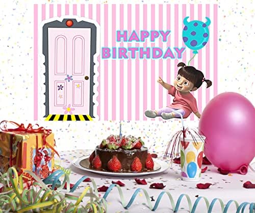 ילדה רקע מסיבת יום הולדת אספקת 5 על 3 רגל מפלצת בע מ ורוד דלת תמונה רקע תינוק מקלחת באנר עבור יום הולדת עוגת