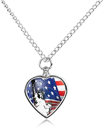אמריקאי דגל, את פסל חירות לחיות מחמד כד שרשרת עבור אפר סגסוגת לב שריפת גופות תכשיטי זיכרון תליון אפר מחזיק