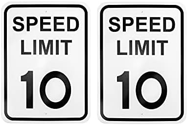 מגבלת מהירות 10 קמ ש, האט תמרור רפלקטיבי 12 על 16 שימוש חיצוני ללא חלודה לחצר או לבית הספר של השכן, 2 מארז