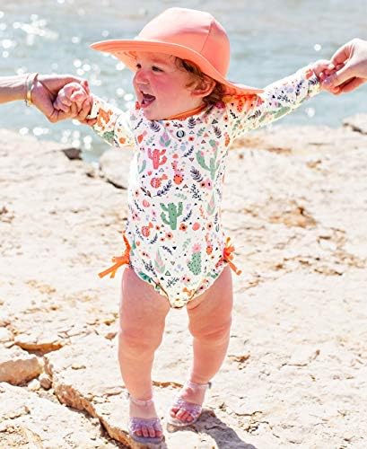 Rufflebutts® תינוקות/פעוטות בנות שרוול ארוך בגד ים חתיכה אחת עם הגנה מפני השמש של 50+
