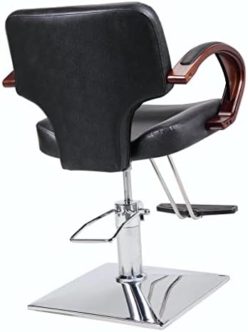 זלביב 360-תואר מסתובב הידראולי כיסא ספר שיער יופי סלון ציוד עם עץ משענת יד, מתכוונן גובה, שחור