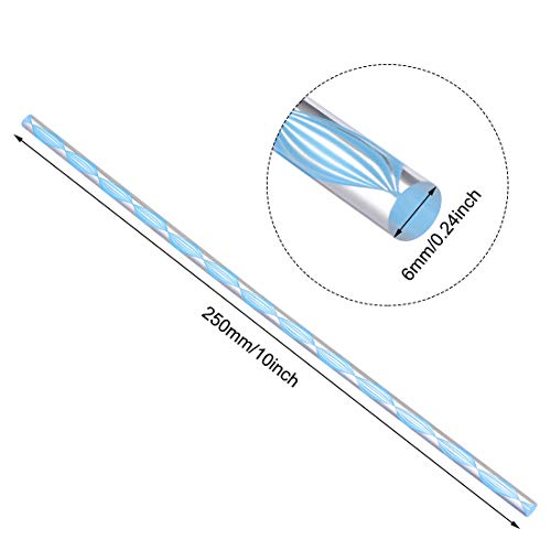 אקריליק עגול מוט, 1/4 קוטר 10 אינץ אורך, ספירלת אור כחול קו, מוצק פלסטיק בר מקל 4 יחידות