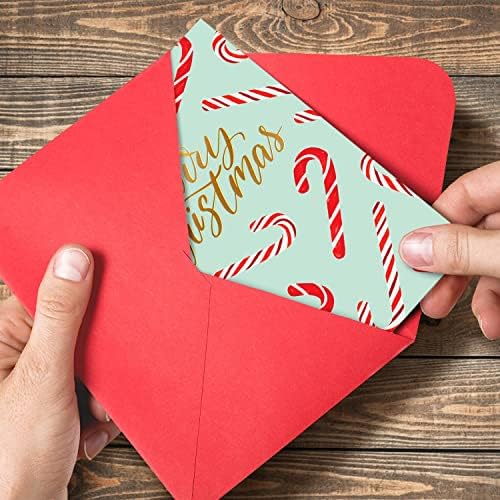 סט כרטיסי חג המולד של Sweetzer & Orange - 24 כרטיסי חג זהב עם מעטפות עם מעטפות אדומות - 6 עיצובים שונים באגרוף