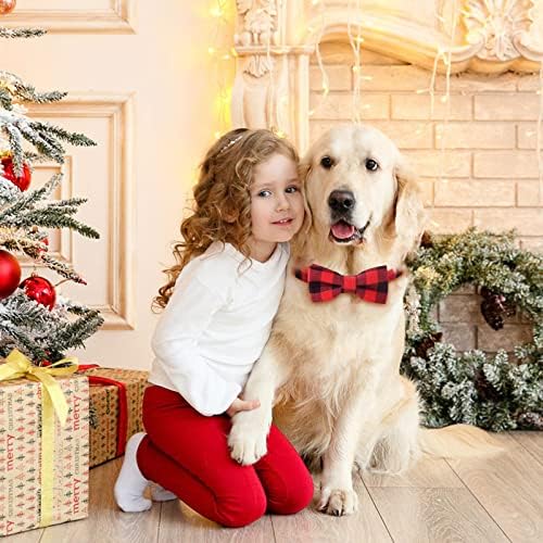 צווארון חתול כלב מלכות עם עניבת פרפר צווארון כלבים משובץ חג המולד עם אבזם שחרור קל לכלבים קטנים בינוניים גדולים חתולים