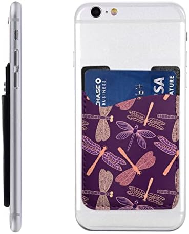 מחזיק כרטיסי טלפון שפירית סגולה מחזיק כרטיסי אשראי עור PU זיהוי תעודת זהות 3M שרוולי דבק לכל הסמארטפונים