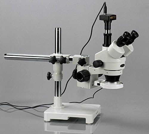 מיקרוסקופ זום סטריאו טרינוקולרי מקצועי דיגיטלי של אמסקופ-3 הרץ-54-3 מטר, עיניות פי 10, הגדלה פי 3.5-90, מטרת