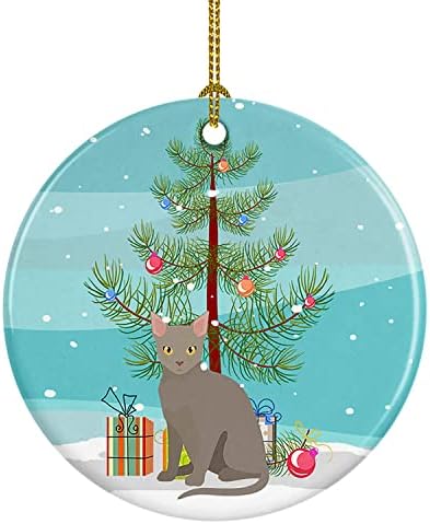 אוצרות קרוליין CK4775CO1 חתול מלאי מקלט קרמיקה לחג המולד, קישוטים לעץ חג המולד, קישוט תלוי לחג המולד, חג, מסיבה, מתנה,