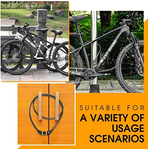מנעול כבל אופניים של צ'ימונה, נעילת אופניים גבוהה לאבטחה עם שילוב של 5 ספרות מחדש, 1/2 אינץ 'חוט פלדה מנעול אופניים