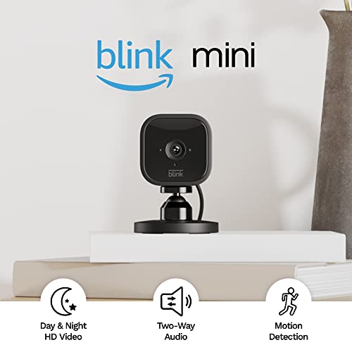 Blink Mini-מצלמת אבטחה חכמה מקורה קומפקטית, וידאו 1080p HD, ראיית לילה, איתור תנועה, אודיו דו כיווני, הגדרה