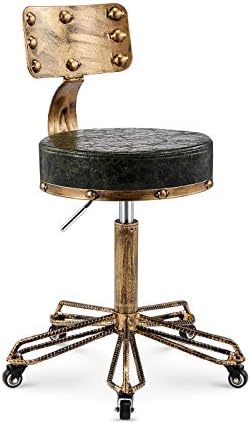 כיסא מסתובב כיסא עבודה על גלגל, נייל סלון שרפרפים עם ירוק פו סינטטי עור מושב, מתכוונן גובה 43-58 סנטימטר,