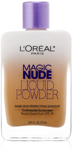 לוריאל פריז קסם עירום נוזל אבקת עור חשוף לשכלל איפור מקדם הגנה 18, קלאסי טאן, 0.91 אונקיות