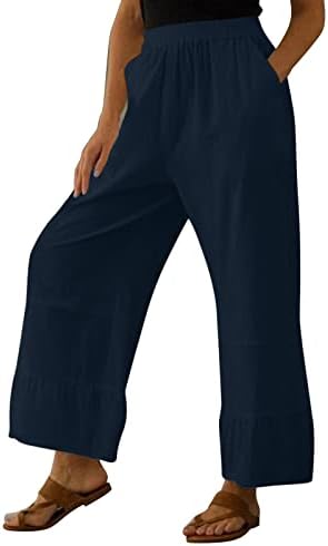 מכנסי טרניעה בגודל Miashui פלוס מכנסיים מכנסיים ארוכים מכנסיים מותניים גבוהים מתאימים מכנסיים מזדמנים עם כיסים מכנסי