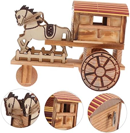 טויוויאן 1 PC דגם עגלת עץ לילדים צעצועים חינוכיים קרוסלה קרוסלה סוס מוזיקת ​​קופסה מוסיקה מוסיקה עגלה Stagecoach Classical