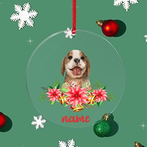 חוגי אקריליק אקריליק קישוטי אישית כלב חג המולד פרח זר כלב אוהבי מתנת קישוט חג המולד הווה חג המולד קישוטי עץ