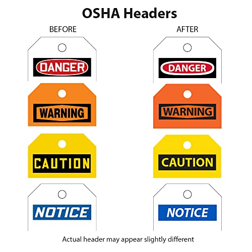 Accuform 100 תגיות נעילה על פי הרול, הסכנה לא פועלת, ארהב עשו תגים תואמים של OSHA, קרע-כרטיסי PF עמידים בפני OSHA,