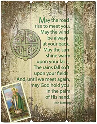 אירי בית ברכה 15 איקס 12 מזרן עץ תליית קיר סימן עם יפה ירוק סלטיק סמל עיצוב מסורתי אירי תפילה