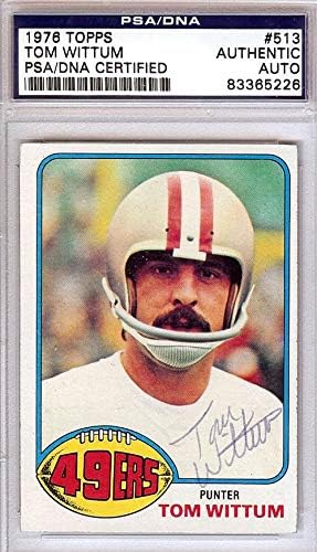 טום ויטום חתימה משנת 1976 Topps כרטיס 513 סן פרנסיסקו 49ers PSA/DNA 83365226 - כרטיסי כדורגל עם חתימה של NFL