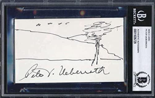 פיטר Ueberroth נציב בייסבול חתם על כרטיס אינדקס עם חתימות חתך של סקיצה MLB