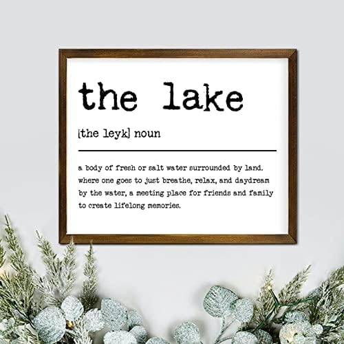 לוח עץ ממוסגר לוחית אגם שם עצם הגדרת טיפוגרפיה אמנות הדפסה שלטים ממוסגרים לבית האגם הגדרת אגם בית חווה ממוסגרת סימן עץ