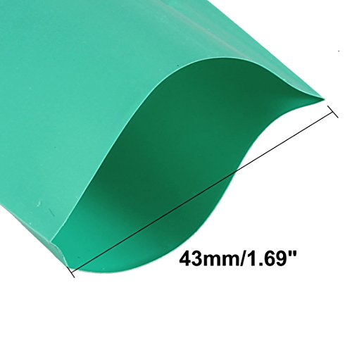 uxcell 43 ממ שטוח PVC חום מכווץ צינורות סוללה אורך 5M אורך סוללה ירוק