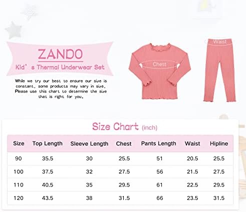Zando Kids Boys בנות שני חתיכות תחתונים תרמיים מערכים חורף ארוך ג'ונס צ'ירסטמות פעוטות פליס מרופד שכבת בסיס