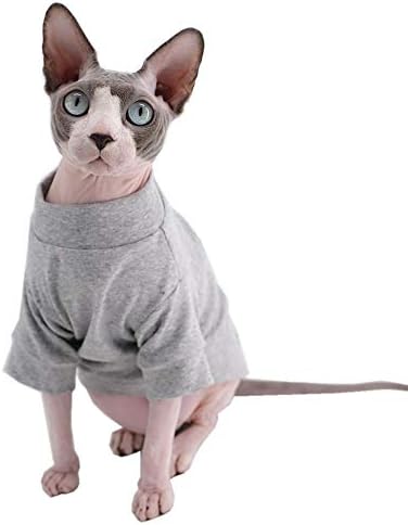 Sphynx חתול חסר שיער כותנה כותנה בגדים לחיות מחמד, חולצות טריקו לחתלתול סוודר עם שרוולים, חתולים וכלבים קטנים לבוש