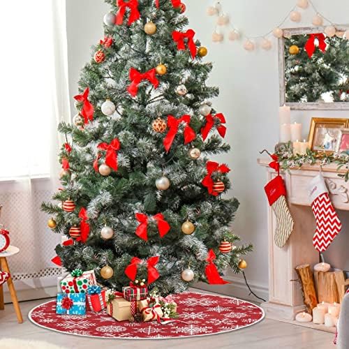 Baxiej עץ חג המולד גדול חצאיות מחצלת חג המולד של שלג לבן, חצאית עץ חג מפלגת חג חג המולד 47.2 אינץ 'לחיצוניות מקורה
