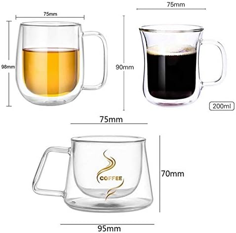 ספל זכוכית NC קיר כפול כוס קפה כוס תה כוס כוס יד בעבודת יד ספלי תוכנות בריא