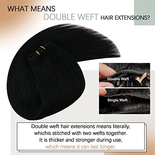 סאני 200 גרם שחור ערב שיער הרחבות שיער טבעי לתפור בתוספות שיער טבעי שחור פאה לנשים צרור שיער 14 אינץ +16 אינץ