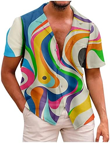 חולצות כפתור פלוס בגודל גודל לגברים עם כיס טה גרפי מצחיק של צביעת עניבה 2023 צמרות קיץ מזדמנים אלסטיים נינוחים