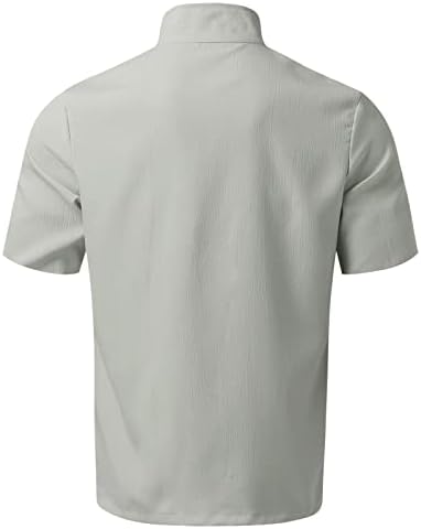 חולצות גברים גברים קפיצים וסתיו כפתור צוואר עגול בצבע אחיד חולצה חולצה שרוול קצר חולצה תחתונה עליונה