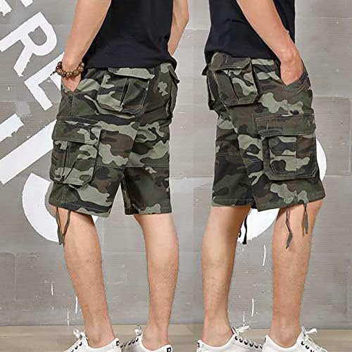 מכנסיים קצרים של מכנסי מטען לגברים מזדמנים אמצע המותניים המותניים מכנסיים קצוצים מרובי כיסים חיצוניים מכנסי