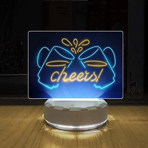 Ancfun Cheers Beer Mume שולחן LED LED, בהירות מתכווננת אור מולטי-צבע, אור LED, מנורה אקרילית, עיצוב חדר שינה בבר ביתי