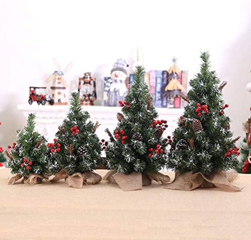 AMOSFUN מיני מלאכותי עץ חג המולד הטוב ביותר הבחירה הקישוט לחג המולד 35 סמ פשתן עץ אורן לחג המולד לשולחן העבודה