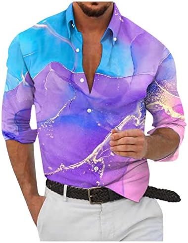 חולצות שרוול ארוך של אייאסו לגברים כפתור הצבעים של הצבעון למטה חולצה צווארון חולצה בתוספת חולצת התאמה רגילה של