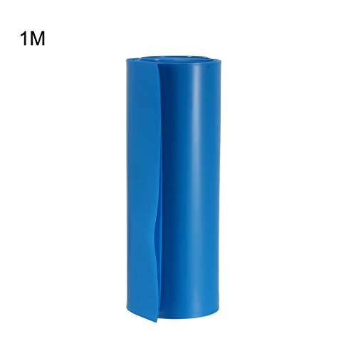UXCell סוללה עטיפת PVC חום מכווץ צינורות 103 ממ רוחב שטוח עבור 18650 ספקי חשמל אורך מטר אורך כחול