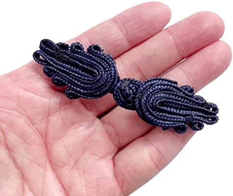 פפרלוני 10 זוגות כפתורי סגירה סיניים, כפתורי צפרדע של Cheongsam Knot כפתורי תפירה מחברים, 2.75 x .75 אינץ ', כחול רויאל