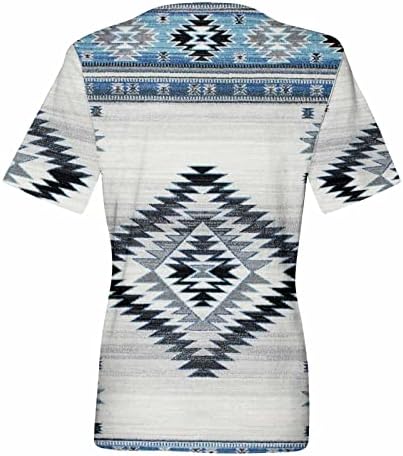 חולצות מערביות וינטג 'סגנון אתני הדפס גיאומטרי שרוול קצר