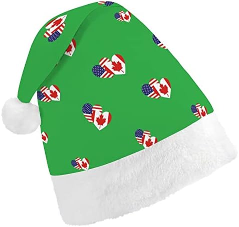 קנדה אמריקאי לב דגל מצחיק חג המולד כובע סנטה קלאוס כובעי קצר קטיפה עם לבן חפתים עבור חג המולד חג מסיבת אספקת קישוט
