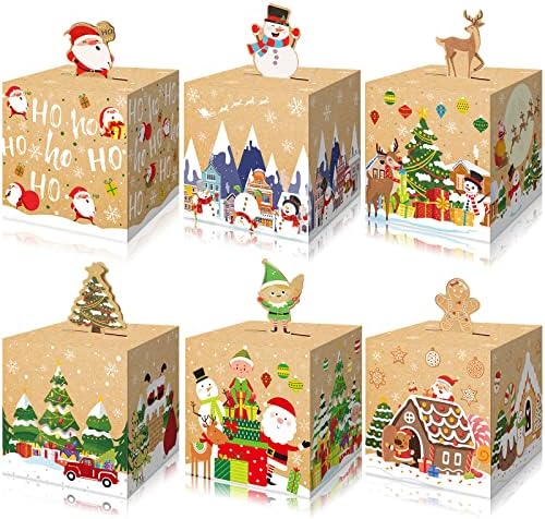 24 חתיכות חג המולד מתנה תיבות 3 ד חג המולד סוכריות לטפל תיבת לילדים עוגיות תיבות נייר גודי קישוטי סנטה קלאוס
