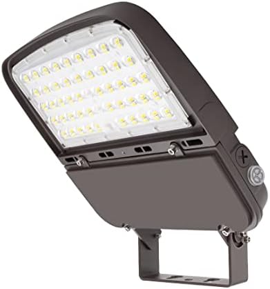 XBUYEE 150W LED חניון אור אור עם DUSK ל- DAWN PHOTOCELL, אורות תיבת נעליים מעומדים עם הרכבה על Trunnion, 130LM/W 5000K