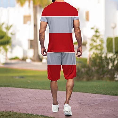 מכנסיים קצרים מזדמנים של קיץ מגברים קובע שרוול קצר ספורט ספורט עליון ותלבושות קצרות תלבושות חסימות צבע בלוק